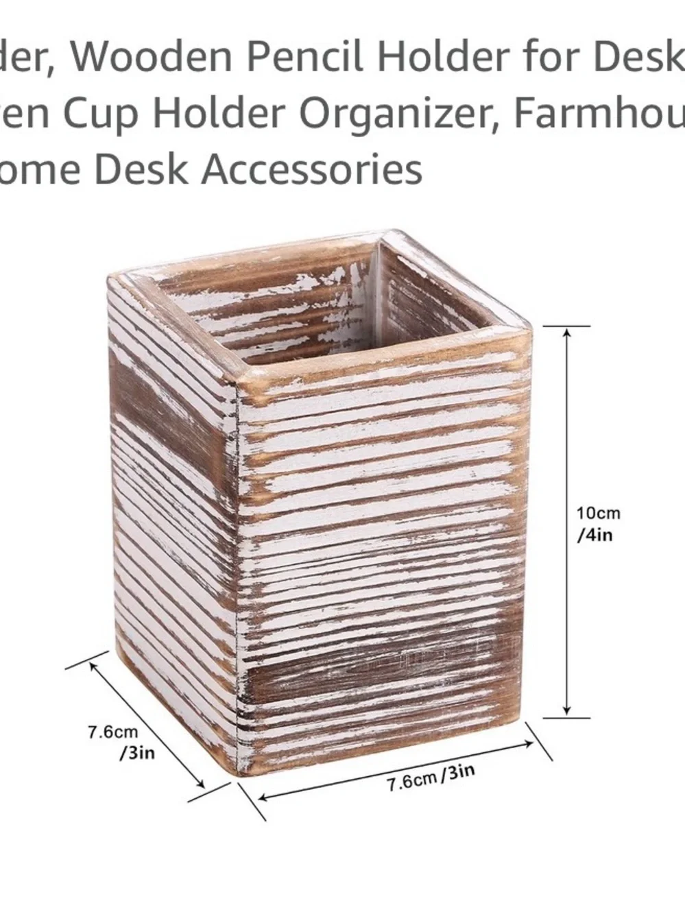 Torched Wood Desk Organizer with Pencil Holder.